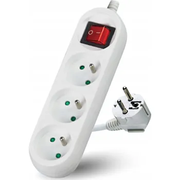 Napájecí kabel Prodlužovací Kabel s Uzemněním 5m 3 Zásuvky Vypínač