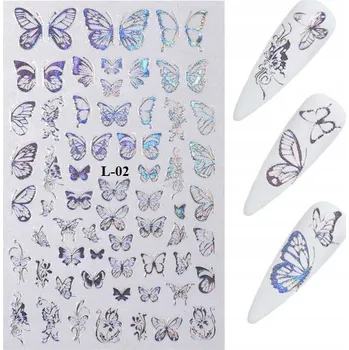 Samolepky na nehty motýli STŘÍBRNÉ 1