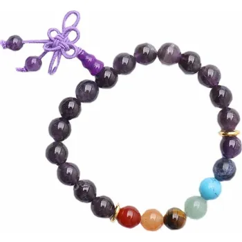 Drahý kámen Nefertitis Ametyst Buddha mala náramek