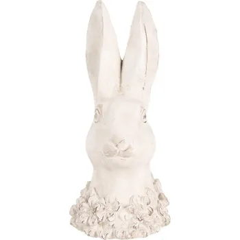 Béžová antik cementová busta králík - 11*11*24 cm