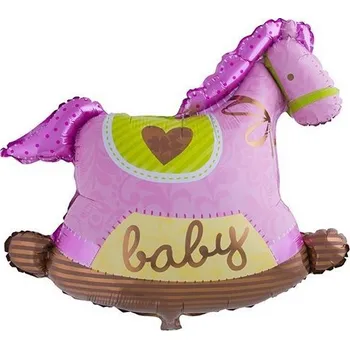 Helium do balónku Funny Fashion Foliový balonek houpací koník holčička, růžový 94 cm