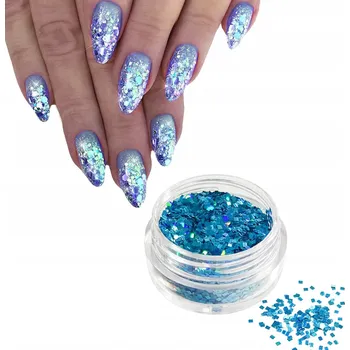 6 KS OZDOBA EFEKT BROKÁT TŘPYTKY PRÁŠEK VLOČKY ČÁSTEČKY NA NEHTY TŘPYTKY PRÁŠEK