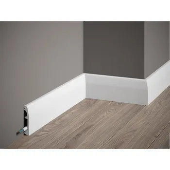 Obklad Mardom Decor VZOREK - Podlahová lišta – PREMIUM, tvrdý plast PolyForce (HD Polymer), kvalitní bílý lak (finální povrch), 69 x 14 x 100 mm