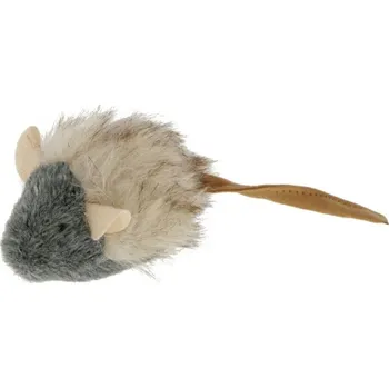 Hračka pro kočku Kerbl hračka pro kočky plyšová - pískací myška, šedá, 15 x 5 cm