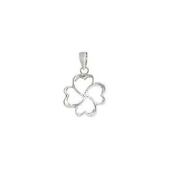 Přívěsek Přívěsek bílé zlato Čtyřlístek se zirkonem