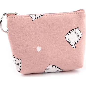 Peněženka Malá peněženka / klíčenka kočka, textilní 11x8 cm, malé, 2 pudrová tmavá