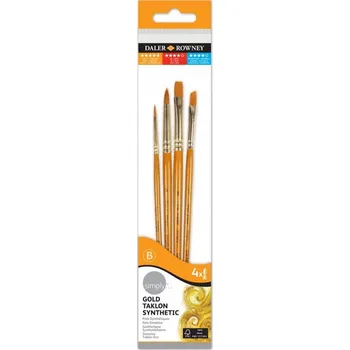 Umělecký štětec Štětce na malování Daler Rowney Gold Taklon 4 ks