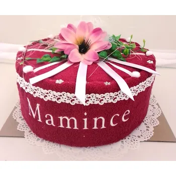 Bytová dekorace Textilní dort s výšivkou Mamince (1ks osuška 70x140cm) 20 barev