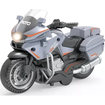 autíčko Šedá Závodní Motorka s Funkcí Pull Back