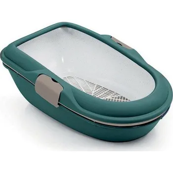 Toaleta pro kočky - kočičí WC Furba 3v1, nekrytá, 39 x 59 x 22 cm, anglická zelená/ popelavě hnědá