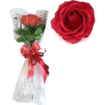 umělá květina ČERVENÁ MYDLENÁ RŮŽE kytice noviny dekorace dárek