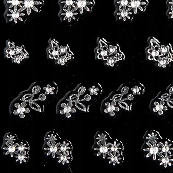 Samolepky na nehty Niko, stříbrné květiny