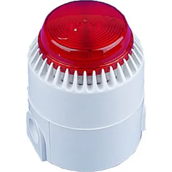 Poplachová siréna Siréna s doplňkovou optickou červenou signalizací a vysokou paticí bílá