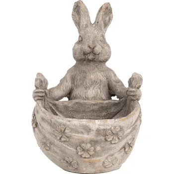 Květináč Dekorace cementový květináč králík se šátkem - 20*24*31 cm