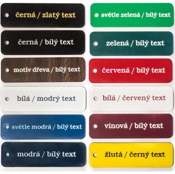 Jmenovka na dveře barevná - Barva materiálu černá/zlatý text