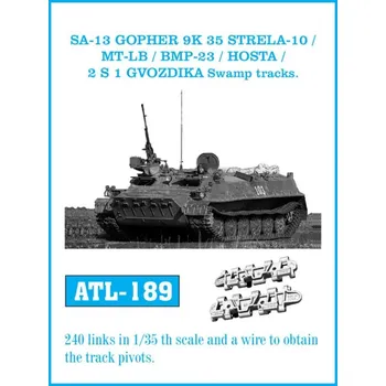 Plastikový model Friul model 1/35 ATL-189 SA-13 GOPHER 9 K 35 STRELA-10 / MT-LB / BMP-23 / HOSTA / 2 S 1 GVODZIKA Swamp tracks. -