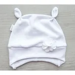 AMÁLKA Elastická čepička s tylovou květinkou, bílá Velikost: 56-62