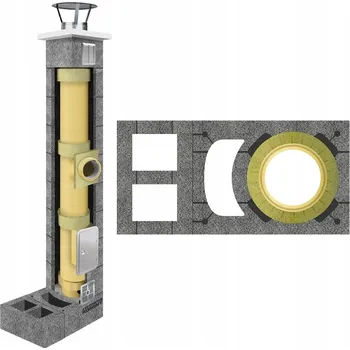 Komín Keramický komín, komínový systém fi 160 7m, sada 36 x 74 cm, kompletní