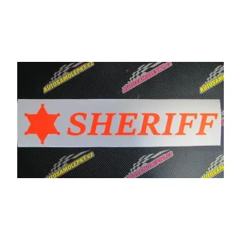 Polep vozidla SAMOLEPKA Sheriff 001 nápis s hvězdou (10 - červená) NA AUTO, NÁLEPKA, FÓLIE, POLEP, TUNING, VLASTNÍ TEXT, TISK, AUTOSAMOLEPKY.cz, POLEPY, OBRÁZEK, LOGO, SAMOLEPKY