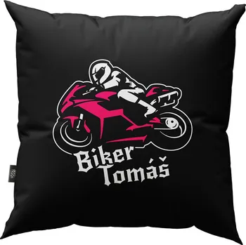 Dekorativní polštářek Polštář pro motorkáře s vlastním jménem Barva motivu: Neon růžová