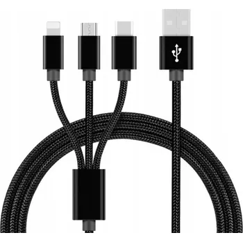 Datový kabel Kabel 3v1 USB - USB typ C / microUSB / Lightning 1 m černý