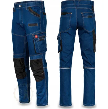 Pánské kalhoty PRACOVNÍ KALHOTY DO PASU DŽÍNOVÉ STREČOVÉ ELASTICKÉ SLIM ODOLNÉ ELASTAN 48 / M