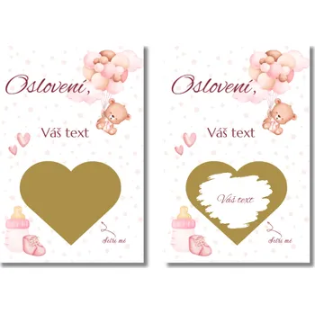 Žertovný předmět Personal Stírací los s vlastním textem - Baby pink Barva: Zlatá