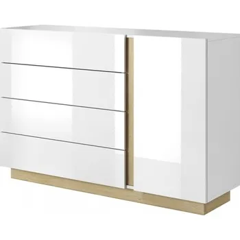 Komoda Laski Komoda Arco 138 D4S bílá + dub grandson