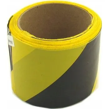 Lepicí páska Výstražná páska žluto-černá 100m / 76mm silná, polypropylenová, bez lepidla