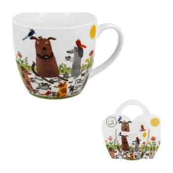 Porcelánový hrnek v košíku - psí piknik, 460 ml