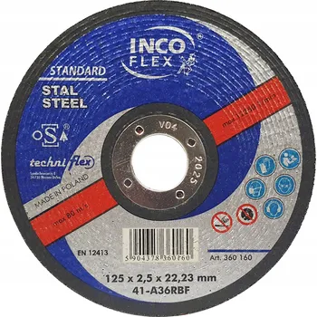 Řezný kotouč KOTOUČ NA ŘEZÁNÍ OCELI 125x2,5x22 INCOFLEX 25 KS