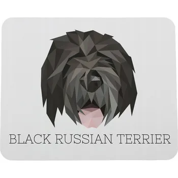Obraz Černý ruský terier, Ruský černý terier - geometrická podložka s potiskem