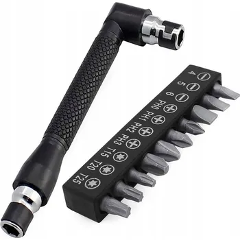 Bit ÚHLOVÁ SADA DRŽÁKU ŠROUBOVÁKU PRO BITY 1/4" + 10x BITŮ Koanni