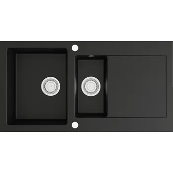Granitový dřez Dřez jednokomorový s odkapem DARFOR granit černý