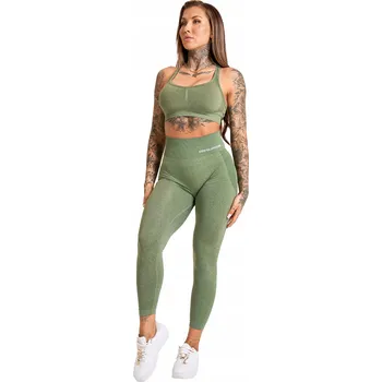 Dámské legíny Gym Glamour Bezešvé legíny Melange Khaki L Trénink legíny na cvičení