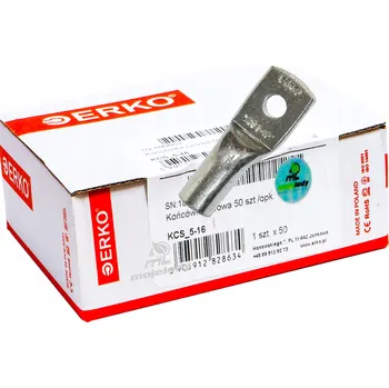 Kabelové oko 50x Měděné pocínované kabelové oko 16mm M5 ERKO KCS