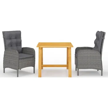 3dílný zahradní jídelní set šedý Šedá 3068689