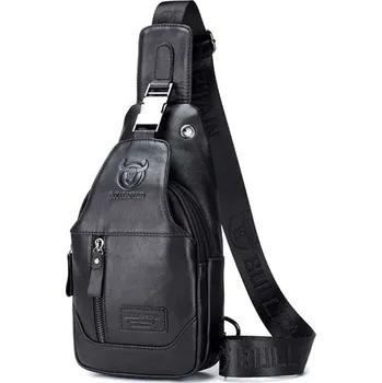 Bullcaptain kožená taška přes rameno Tarald Černá 5L BULLCAPTAIN XB095