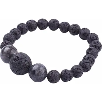 Náramek Lávový kámen a labradorit náramek korálkový obvod 16 až 21 cm