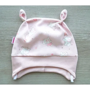 Kojenecké oblečení AMÁLKA Bavlněná, růžová čepička, sloníci Velikost: 62-68