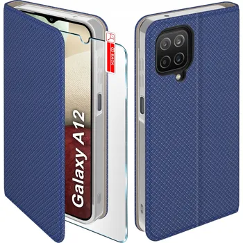 Pouzdro na mobilní telefon Pouzdro s klopou KrainaGSM pro Samsung Galaxy A12, Galaxy M12 modré