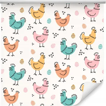 Fototapeta Tapeta pro děti barevné PTÁCI slepice dekorace