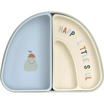 dětská jídelní sada Lässig Set dětského nádobí Dish Set Silicone Section Happy Fruits lemon