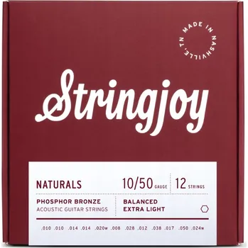 Struna pro kytaru a smyčcový nástroj Struny pro 12strunnou akustickou kytaru Stringjoy NATURALS Phosphor 10-50