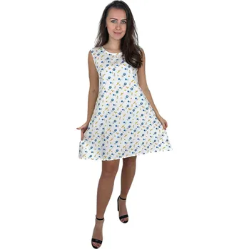 Dámské šaty Letní šaty s kulatým výstřihem 1852-1 - modré kvítka