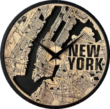 Hodiny Nástěnné hodiny 3D Clock 57 cm NEW YORK
