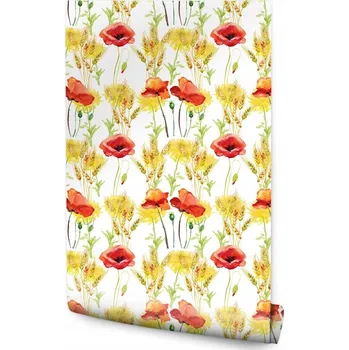 Fototapeta Tapeta do chodby květy vlčí máky obilí polní rostliny