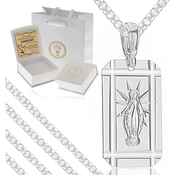 Řetízek STŘÍBRNÝ ŘETÍZEK + ZÁZRAČNÁ MEDAILE RYZOST 925 DÁREK SVATÉ PŘIJÍMÁNÍ KŘEST GRAVÍROVÁNÍ