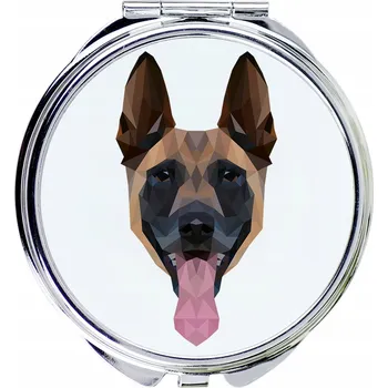 Obraz Kompaktní kapesní zrcátko s belgickým ovčákem Malinois a geometrickým psem