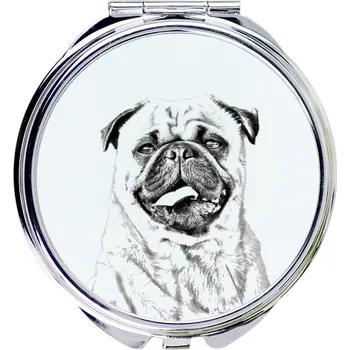 Kosmetické zrcátko Mops, Pug, Carlin - kapesní zrcátko se psem, personalizované zrcátko